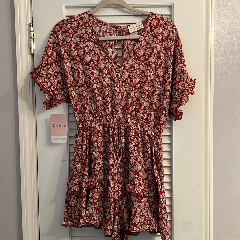 Red Floral Romper